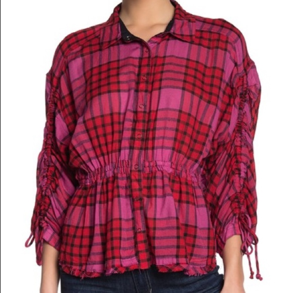 NWT Free People Pacific Dawn Plaid Shirt - Picture 4 of 4